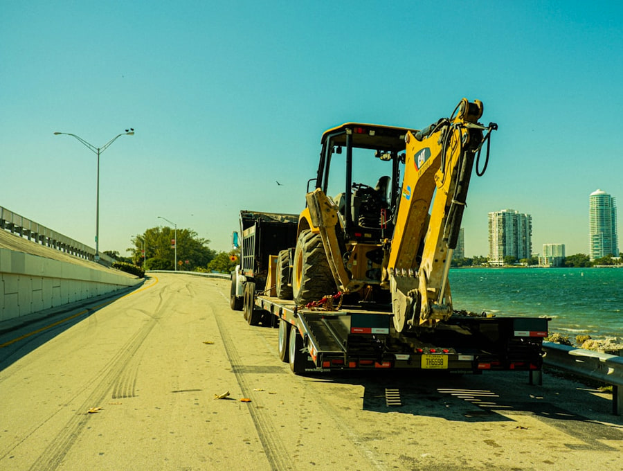 Machinery and plant being floated on a low loader